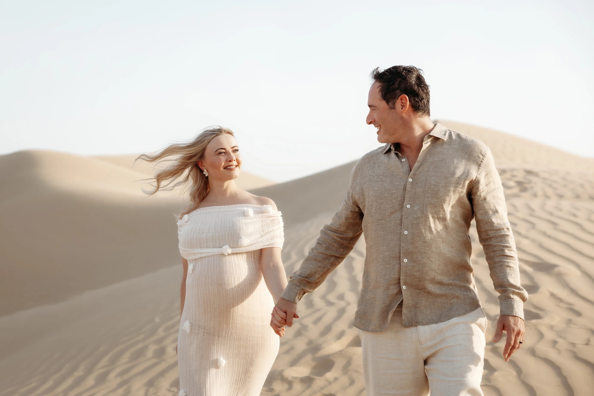 Dubai Family Photographer Desert Family Adventure Running Barefoot